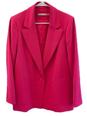 Alice + Olivia Denny Notch Collar Boyfriend Blazer Size 6 Barbie Pink Oversized